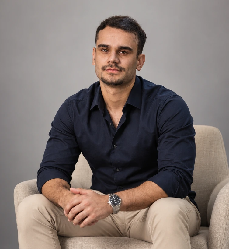 Retrato de Matheus Diniz, responsável pela Gestão de Projetos na Fistech Digital